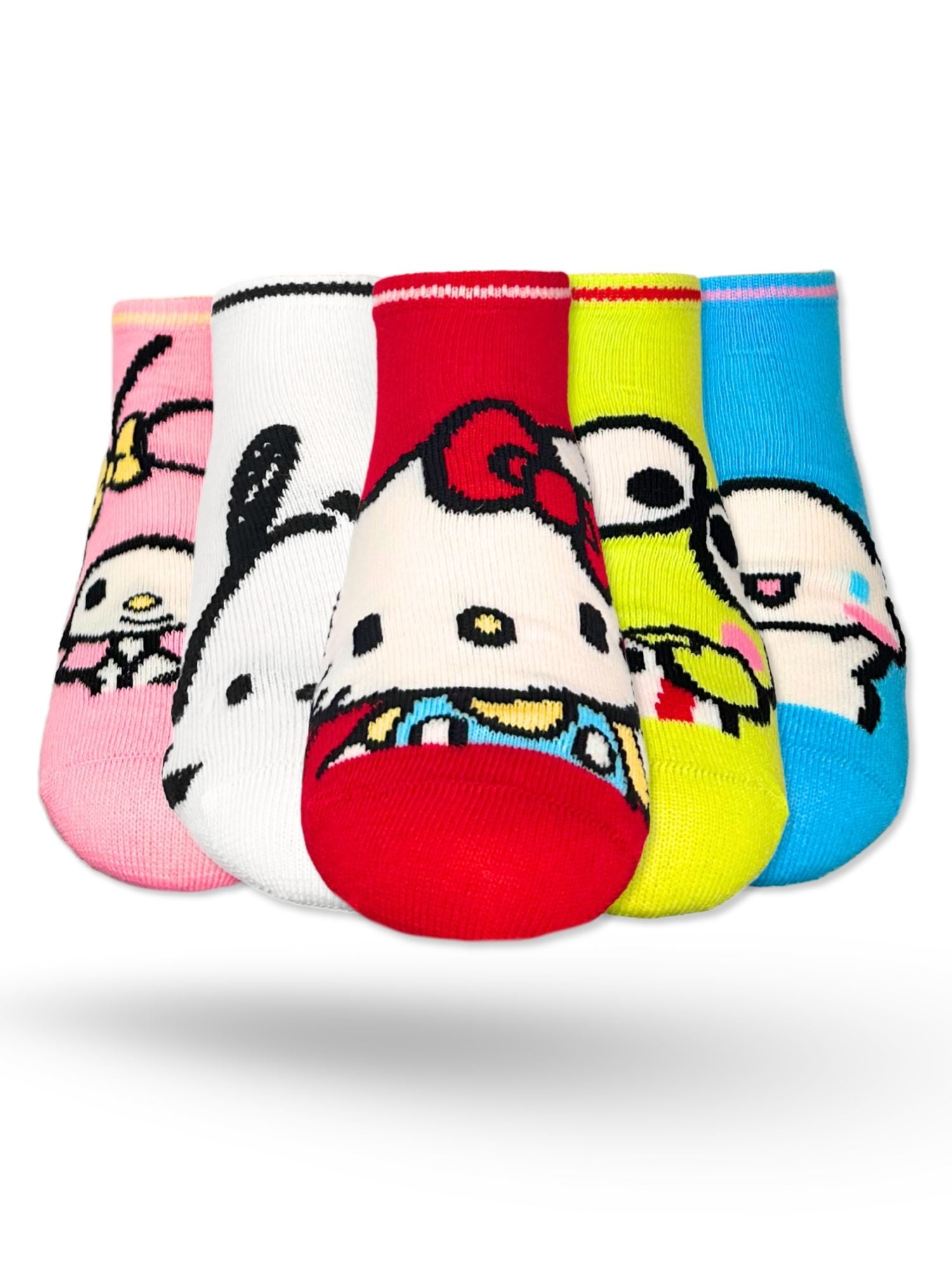 Hello Kitty & Friends Girls No-Show Socks, 5-Pack, Sizes S/M-M/L