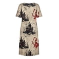 thumbnail image 6 of Women's Halloween Print Casual Dress, Round Neck with Pockets Design , Comfortable Relaxed Fit Fabric for Everyday Wear, Halloween Themed Dress for Women Black L, 6 of 6