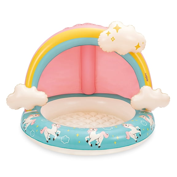 Funsicle 3.3ft Rainbow Magic Shaded Pool, Inflatable Kiddie Pool, Multicolor, Round, Age 3 & up