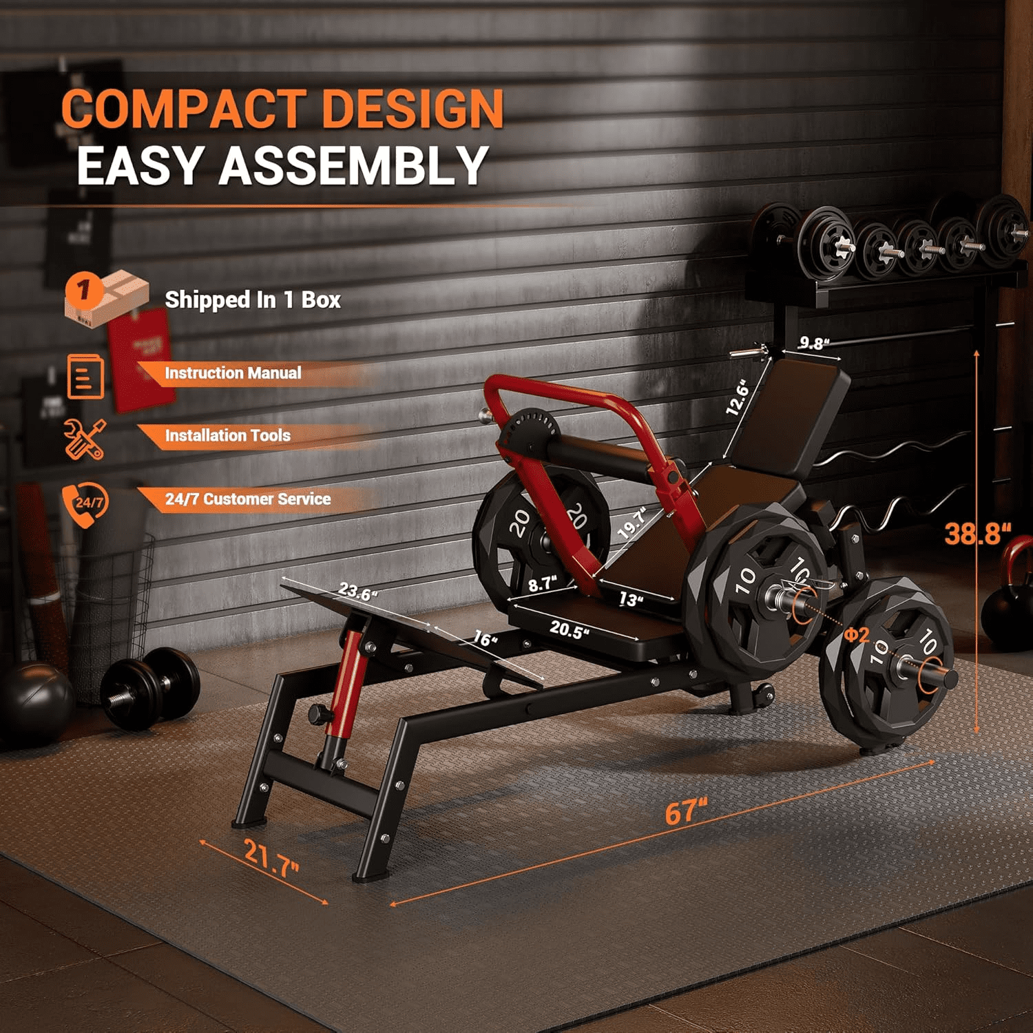 JoanKaren Hip Thrust Machine, 900 Lbs Capacity Heavy Duty Glute Bridge & Hip Thrust Machine with Weight Holder and Non-Slip Padding