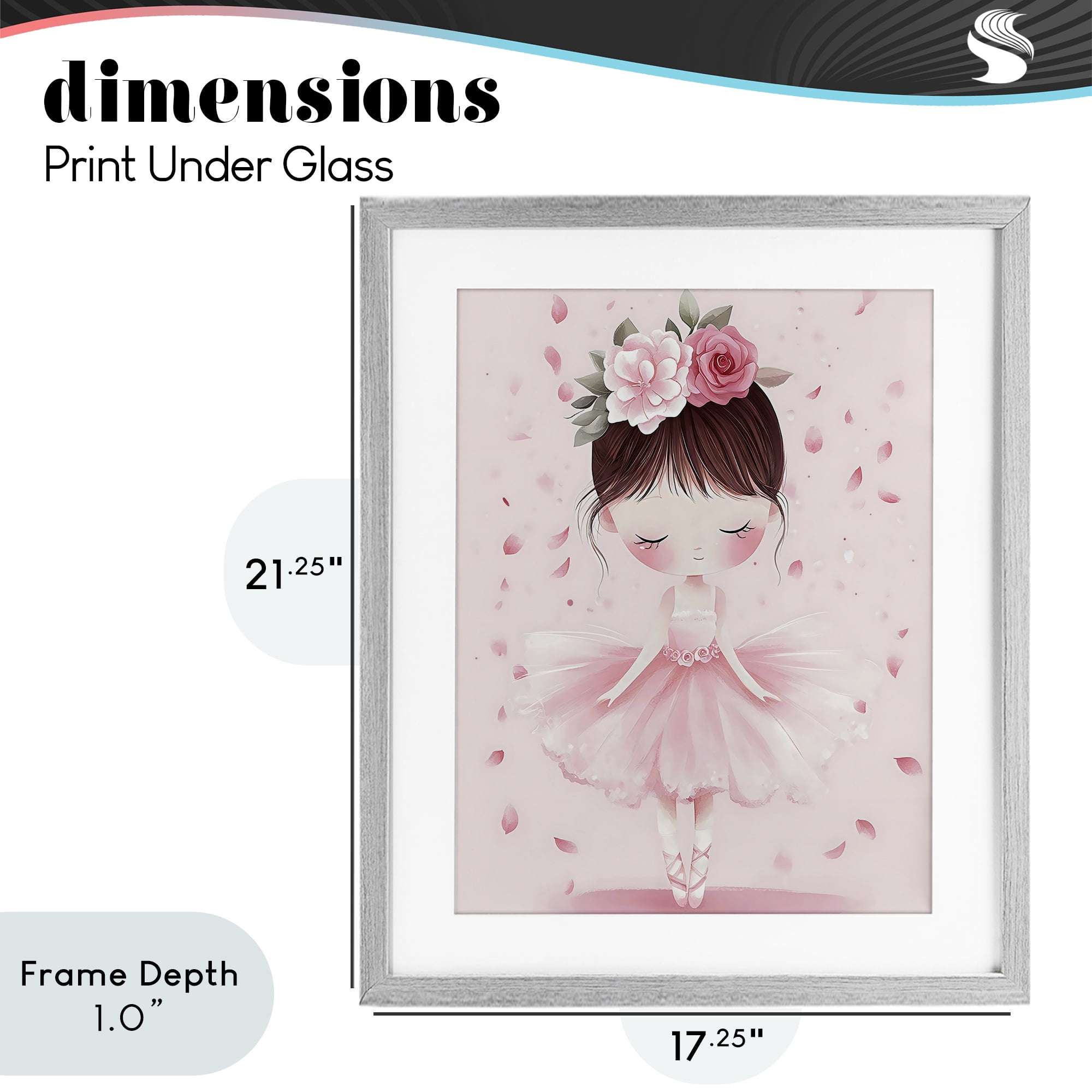 Stupell Industries Ballerina With Floral Headdress Gray Framed Print Under Glass, design by Creative Studio