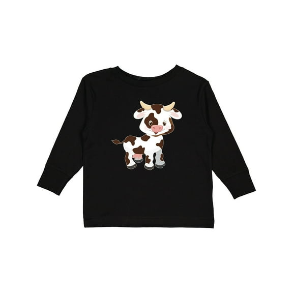 Inktastic Cute White Holstein Cow with Brown Spots Boys or Girls Long Sleeve Toddler T-Shirt