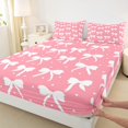 thumbnail image 3 of Manfei Kawaii Bowknot Bowtie Queen Sheet Sets,Cartoonpolka Dots Flat Sheet,White Pink Queen Fitted Sheet For Girl,Breathable Home Decor,4pcs, 3 of 7