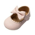 thumbnail image 4 of Baby Girls Dress Shoes Infant Mary Bowknot Flats None-Slip Rubber Sole Princess Shoes for Newborn 3-18 Months, 4 of 9