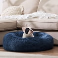 thumbnail image 4 of Cama para mascotas Calming Donut, lavable para perros pequeños, color azul marino, 4 of 6