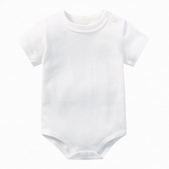 TOWED22 Infant Romper Solid Color One Piece Onesie Short Sleeve Summer Clothes for 0~12M Baby White,18-24 M