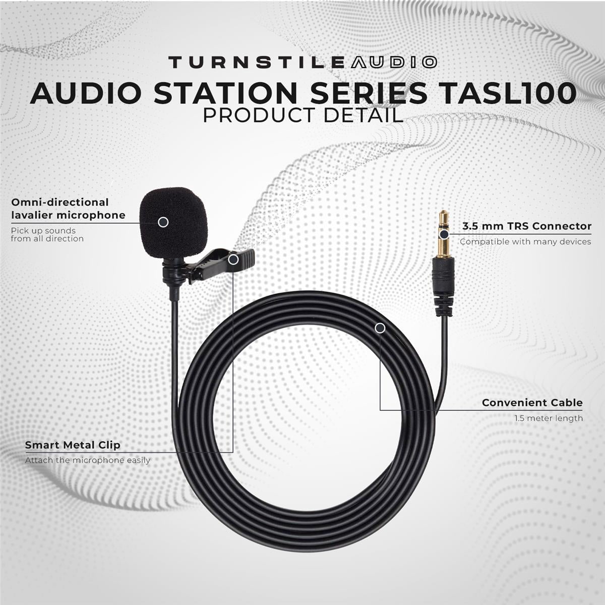 Turnstile Audio Station Series TASL100 Omnidirectional Lavalier Microphone 5-PACK