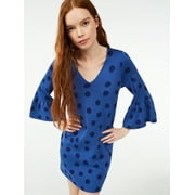 Free Assembly Women's Ruffle Sleeve Mini Sweater Dress