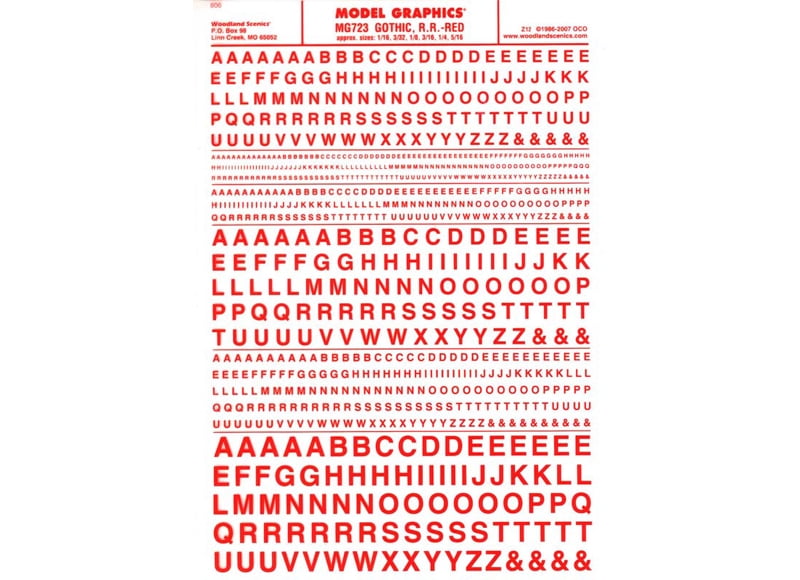 Woodland Scenics Gothic R.R Letters Red 1/16-5/16 MG723 