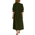 thumbnail image 7 of QUNYINEY Puff 3/4 Sleeve Womens Plus Size Dresses Long Casual Summer A Line Dress Vacation Solid V-Neck Loose Fit with Pockets Dresses, 7 of 7