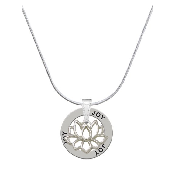 Delight Jewelry Silvertone Lotus Outline Joy Ring Charm Necklace, 18"