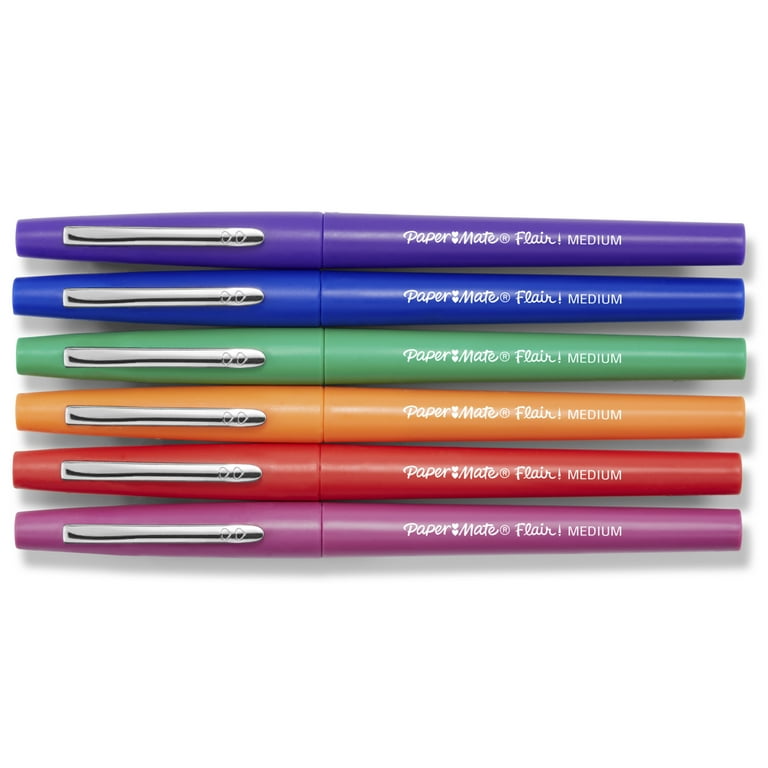 Paper Mate Flair Porous Pens, Medium Point, 0.7 mm, Assorted Colors, 6  Count 
