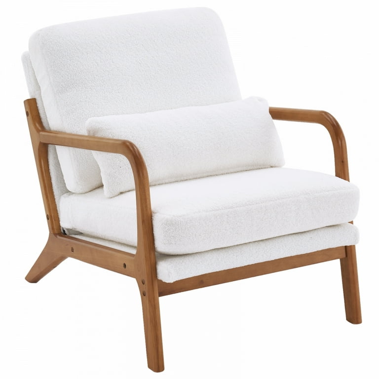 Mid Century Accent Chair with Lumbar Pillow Upholstered Lounge