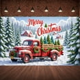 thumbnail image 5 of Red Truck Christmas Banner Snowy Scene Merry Christmas Banner Farmhouse Colorful Ornaments Xmas Banner for Christmas Party Home Decoration Holiday Celebration, 5 of 8