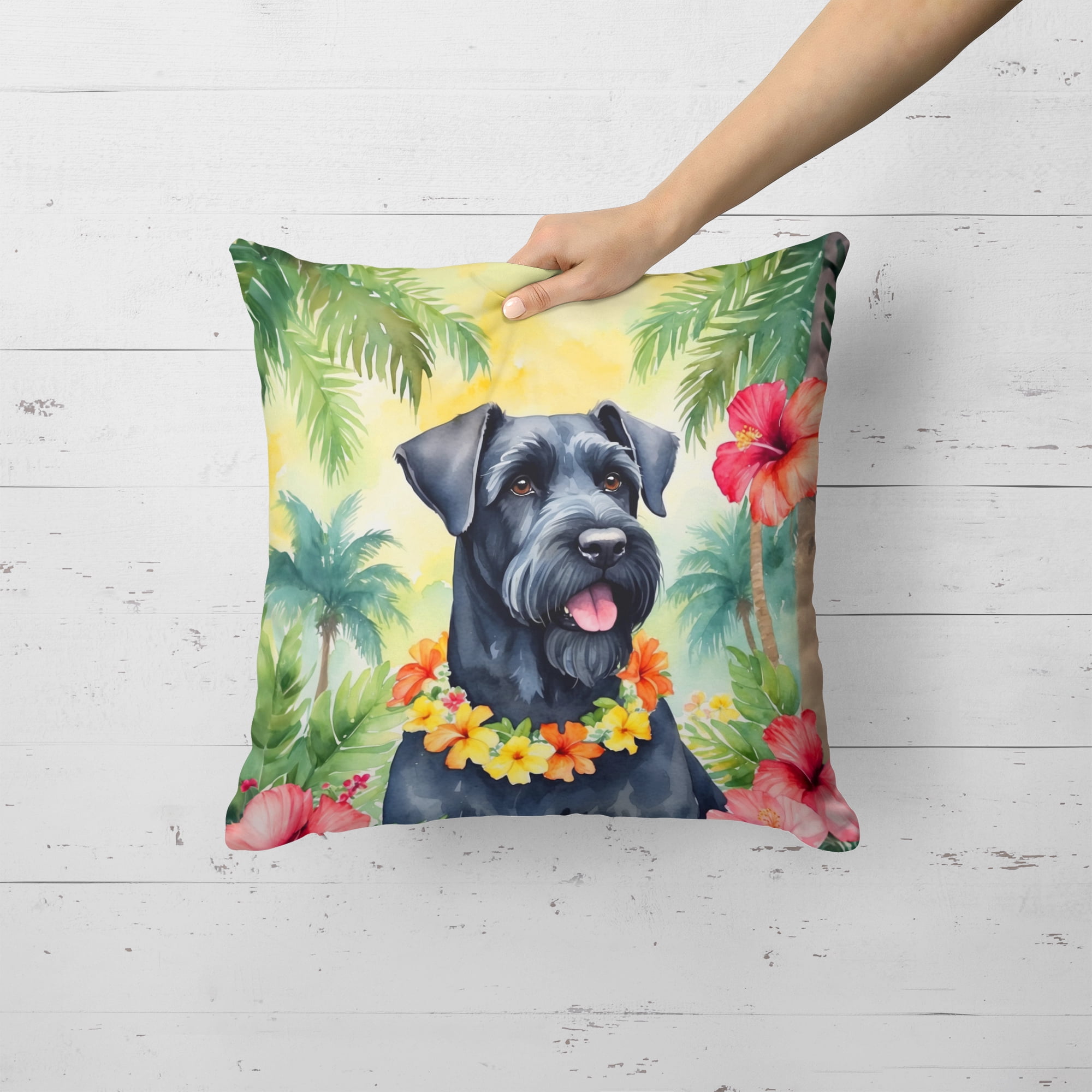 Giant Schnauzer Luau Throw Pillow 18 in x 18 in