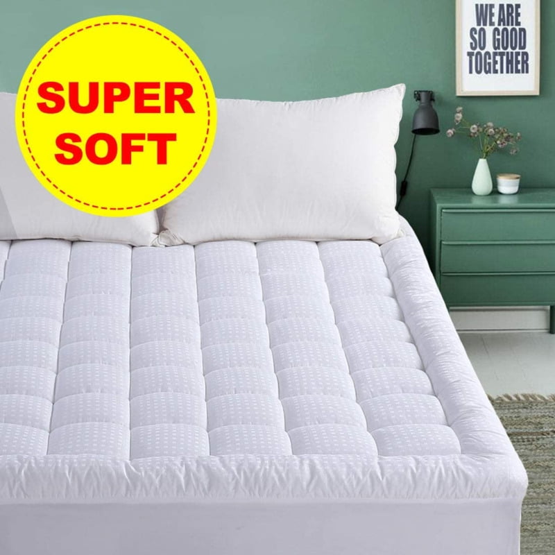 8-21/’/’Fitted Deep Pocket Queen Size OBOEY Queen Size Mattress Pad Cover Breathable Top Pillow Top with Snow Down Alternative Fill Cooling Mattress Topper Quilted
