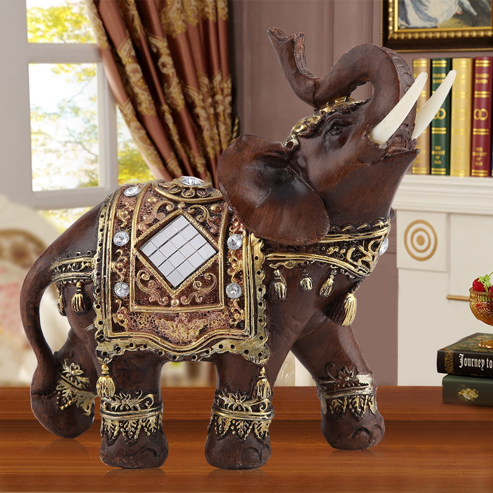 Lucky Feng Shui Elephant Statue Sculpture Wealth Figurine Gift Home Decoration 