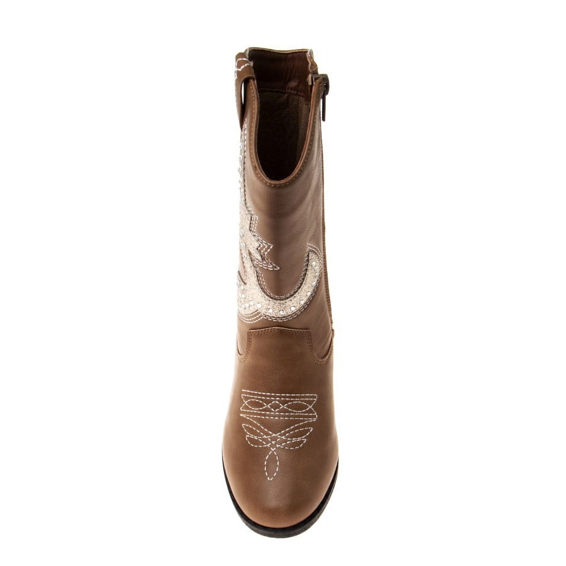 Kensie Girl Zip-up Low Heel Faux Leather Cowgirl Boots