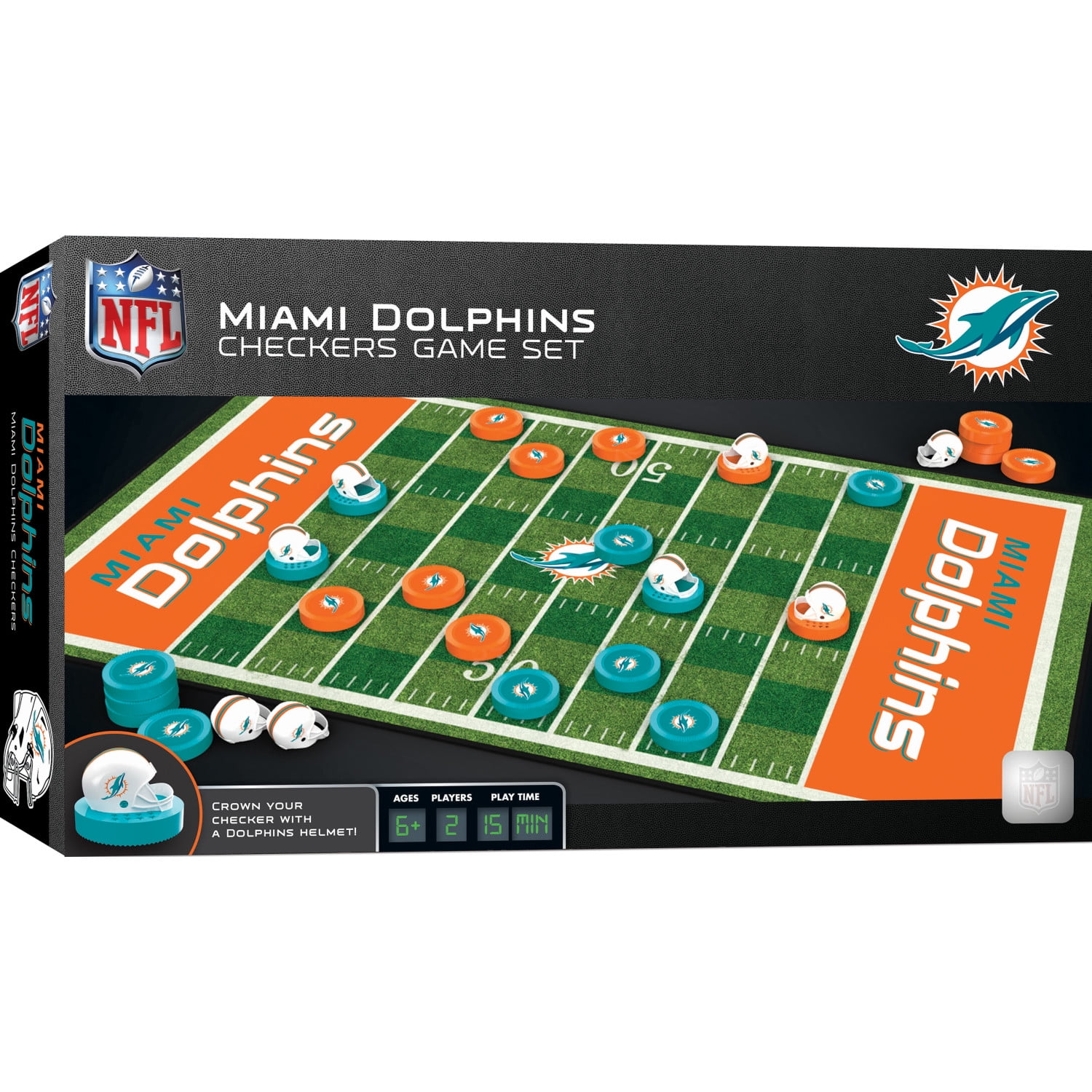 MasterPieces NFL Miami Dolphins Checkers Game for Kids 6+