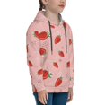 thumbnail image 3 of Picia Strawberry Pattern Youth Hoodie - Warm Pullover Sweatshirt with Kangaroo Pocket, Ideal for Boys and Girls-Small, 3 of 6