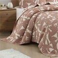 thumbnail image 3 of Mainstays Iris Leaf Stitched Quilt, Full/Queen, Rust Red, Reversible Lightweight Bedding, 3 of 8