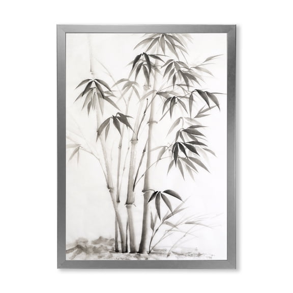Designart 'Vintage Black and White Bamboo II' Traditional Framed Art Print