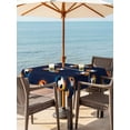 thumbnail image 3 of Outdoor Tablecloth with Umbrella Hole for Patio/Picnic/Party/Camping, Navy Blue Soccer Waterproof Table Cloth Square Cover Washable, Orange Blue Football Sports (60"x 60"), 3 of 9
