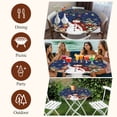 thumbnail image 7 of Blue Christmas Snowman Round Tablecloth, Fitted Table Cover with Elastic for 55"-60" Round Tables, Xmas Snowflake Elk Tree Balls Table Cloth Outdoor Indoor Dinning Party Waterproof Tablecloths, 7 of 7