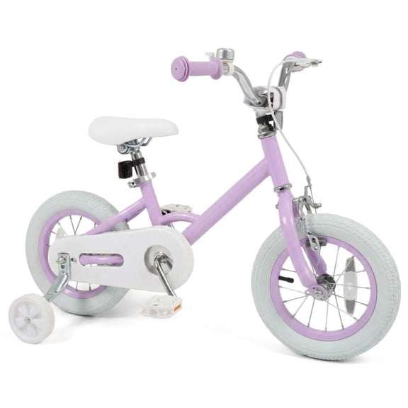 Redsmile Kids Bike 12 Inch with Adjustable Seat and Training Wheels for Boys Girls Ages 3-8, Stars & Moon Design Children Bicycle with Front Handbrake, Kids Bicycle 12in, Purple