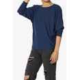 thumbnail image 3 of TheMoogan Women's Closet-Essential Drapey 3/4 Dolman Sleeve Boat Neck Relaxed Ribbed Top, 3 of 7
