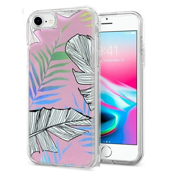 For Iphone Se287 Electroplated Design Hybrid Case Cover - Leaf