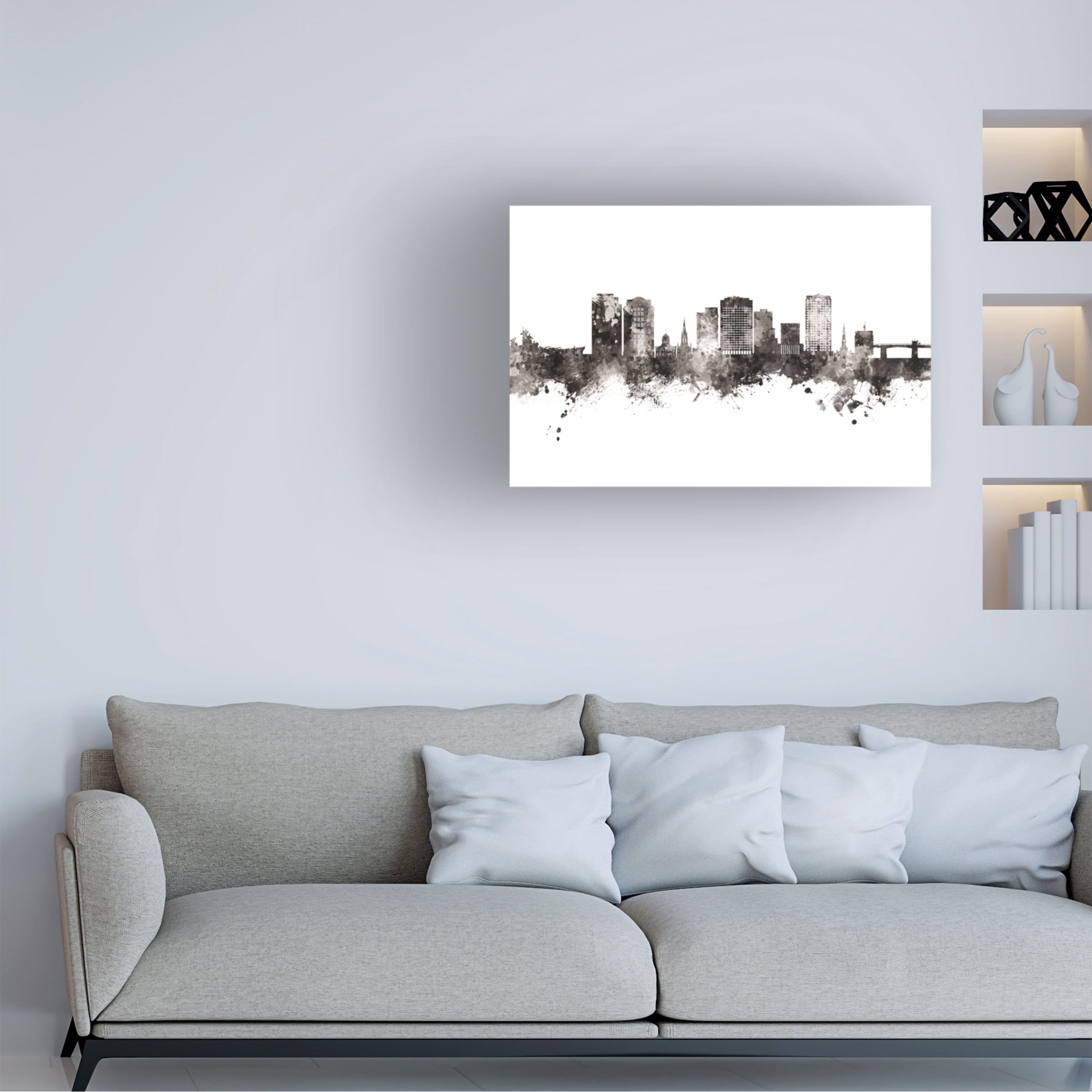 Michael Tompsett 'Norfolk Virginia Skyline BW' Canvas Art