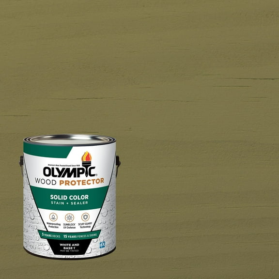 Olympic 1 Gallon SC-1070 Sage Exterior Solid Wood Protector Stain Plus Sealer in One
