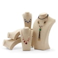 thumbnail image 3 of 3 Pieces Necklace Display Bust Jewelry Display Stand Holder, Beige Linen, 4.53x7.87 & 5.71x9.84 & 6.89x11.42 inch, 3 of 9