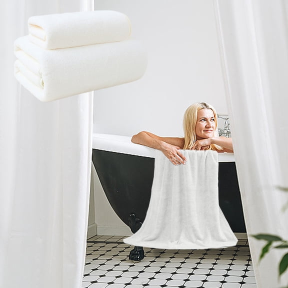 Bath Towel Set 2 Piece Highly Absorbent Quick Dry Soft Lightweight Towels for Bathroom Home Gym Travel with Washcloth, 27.5 X 55.1 Inch, White