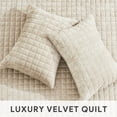 thumbnail image 3 of Luxury Velvet Quilt Twin/Twin XL Size Bedding Set, Ultra Soft Velvet Comforter Set, Lightweight Quilted Channel Box Stitch Oversized Bedspread Coverlet for All Season, with 1 Sham, Beige, 3 of 6