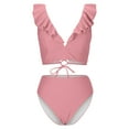 thumbnail image 5 of Lopeceal Women High Waisted Bikini Sets Tummy Control Swimsuits Ruffle Sleeve Two Piece Bathing Suit V Neck Swimwear, 5 of 7