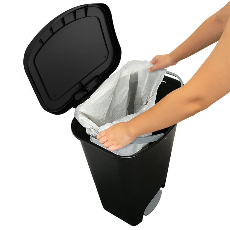  Glad 13 Gallon Trash Can, 2 Pack, Plastic Kitchen Waste Bin  with Odor Protection of Lid