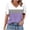 Purple, variant on Lmnyox V Neck Shirt Womens Casual Fashion Short Sleeve Print T Shirt Color Block Trendy Loose Blouses Summer Tops
