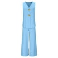 thumbnail image 4 of Wensltd Summer Lounge Sets for Women 2 Piece V Neck Casual Sleeveless Tops Pants Clothing, 4 of 7