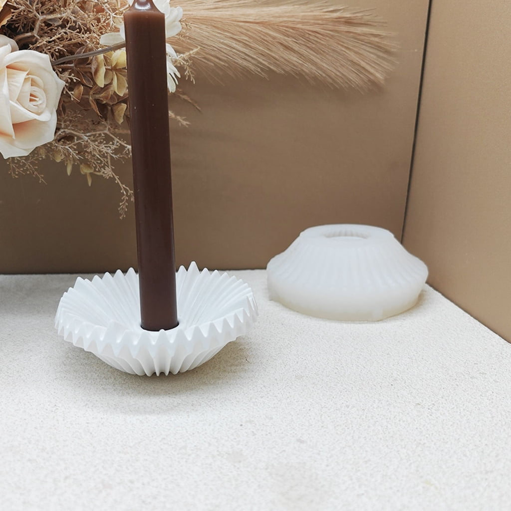 BQBQERT Striped Dish Silicone Stand Mold For Candlestick Holder Epoxy Resin Craft Resin Tray