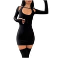 thumbnail image 4 of CEHVOM Robe Décontractée Aguichant à Manches Longues Col en V pour Femmes en Solde, 4 of 7