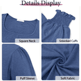 thumbnail image 5 of WellSize 3/4 Sleeve Womens Plus Size Tops Dressy Square Neck Casual Blouses Smocked Cuffs Summer Shirts, 5 of 7