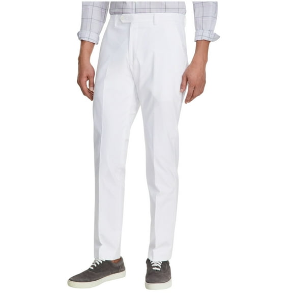 Tommy Hilfiger Mens Modern fit Dress Pants 36 / 34 White Solid Stretch