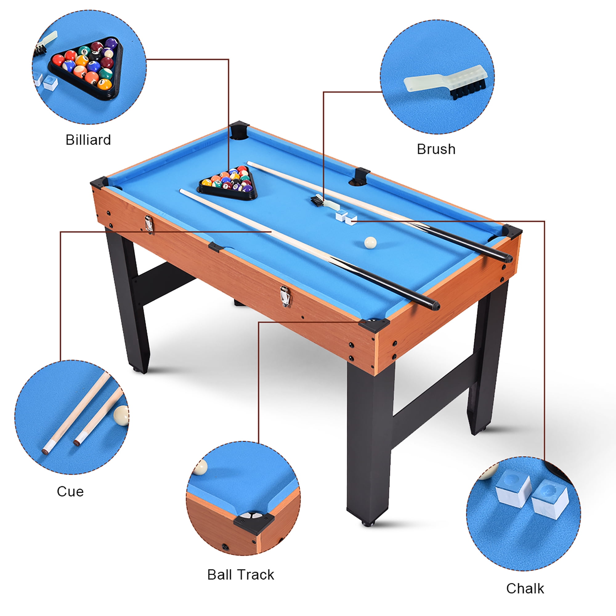 48In 3-In-1 Convertible Combo Family Game Table Foosball Soccer Billiards Pool 