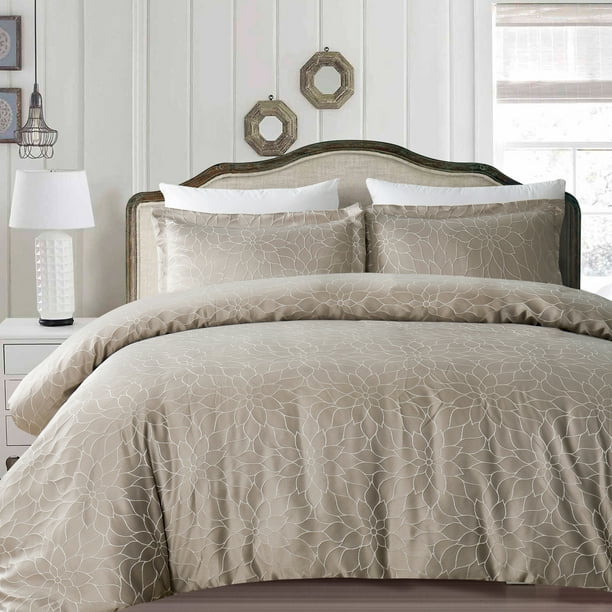 California Design Den Hotel Royal Bloom Duvet Cover Set Taupe, Full