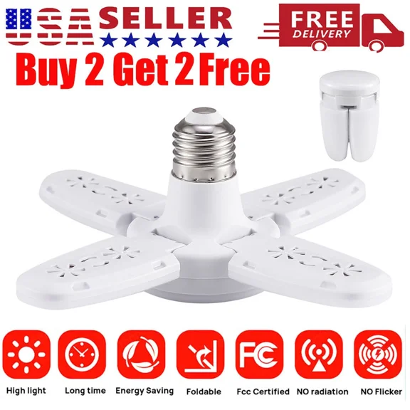 E27 Led Garage Light Bulb 28W Deformable Ceiling Fixture Lights Workshop Lamp