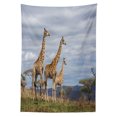 thumbnail image 3 of Ambesonne Wildlife Tablecloth Rectangular Table Cover, Giraffe Family, 60"x84", Tan Blue, 3 of 4