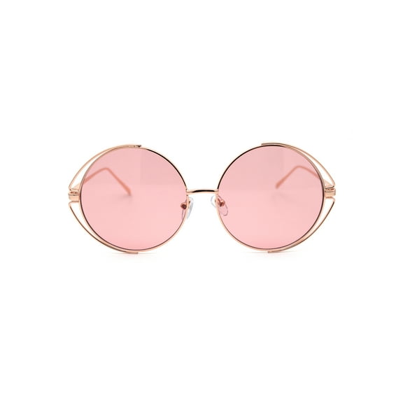 Womens Round Circle Lens Hippie Hipster Metal Rim Sunglasses Gold Pink