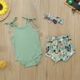 thumbnail image 2 of Fsqjgq Toddler Girl Outfit Trendy Girls Clothes Girls Sleeveless Ribbed Romper Bodysuit Cartoon Prints Shorts Headbands Outfits Clothing Sets Kids Clothes 2 Piece Outfits Baby Girl Outfits Size 90, 2 of 8